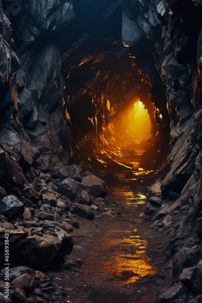 Gloomy cave entrances under eerie lights background with empty space for text Gloomy cave entrances under eerie lights background with empty space for text