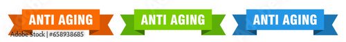 anti aging ribbon. anti aging isolated paper sign. banner