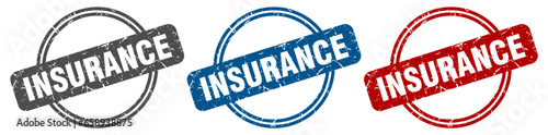 insurance stamp. insurance sign. insurance label set
