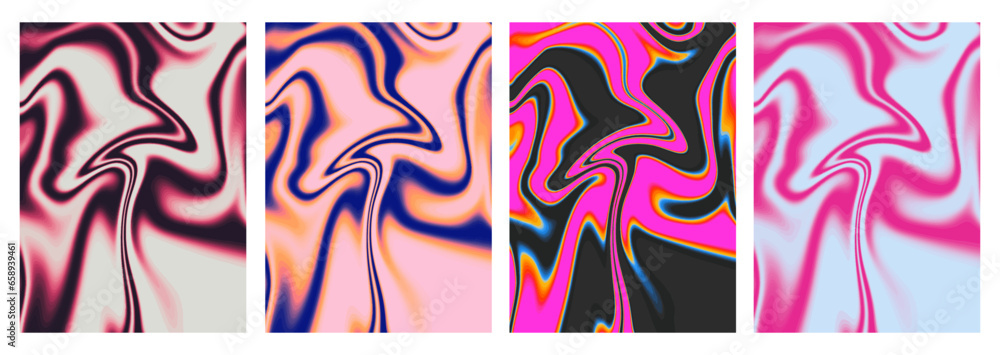 Obraz premium Set of Cool Gradient Posters. Iridescent Texture. Hologram Background.