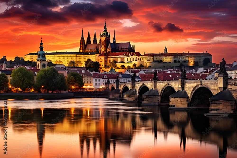 Fototapeta premium charles bridge at sunset