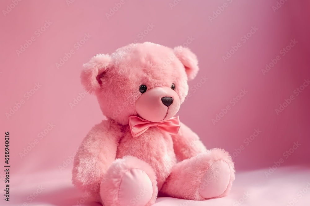 Pink bear toy fluffy. Little object. Generate Ai Pink bear toy fluffy. Little object. Generate Ai