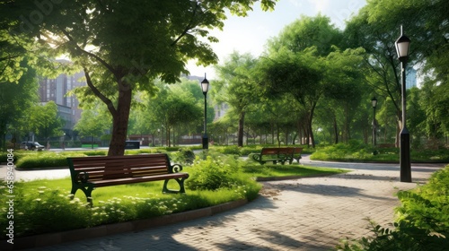 bench in the park. Generative AI