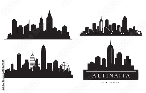 Atlanta Georgia skyline silhouette,Atlanta skyline, monochrome silhouette. Vector illustration.