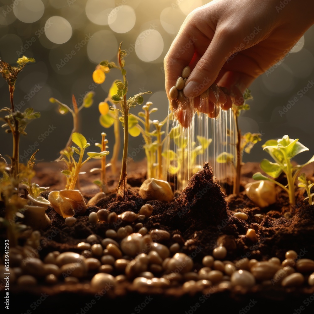 Protecting the environment by planting plants and trees is a concept to