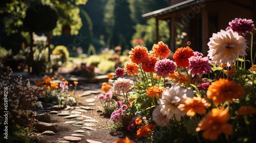 Background beautiful flowers bloom in the garden