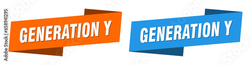 generation y banner. generation y ribbon label sign set