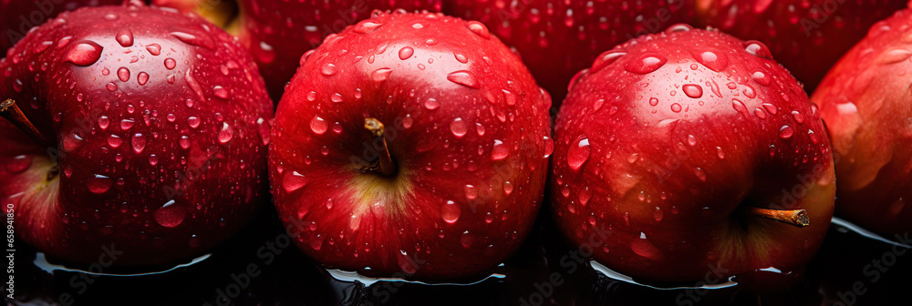 Fresh apple banner. Apples background. Close-up food photography Fresh apple banner. Apples background. Close-up food photography
