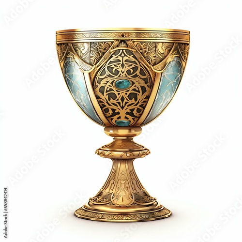 Ancient Chalice Isolated on White Background. Generative ai