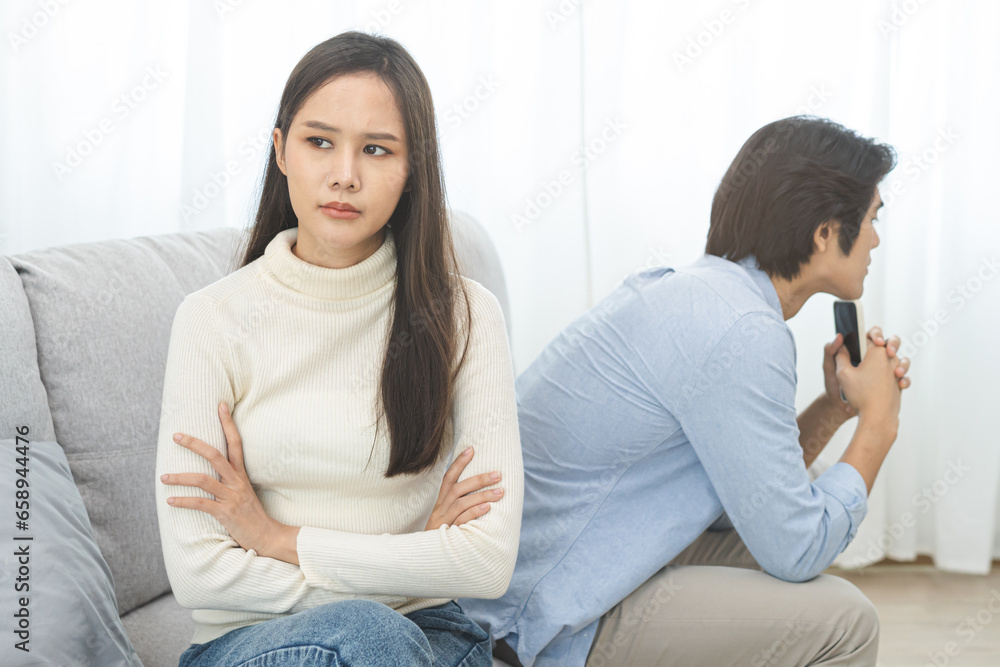 Breakup and depressed, asian young quarrel couple love fight relationship in trouble. Different people are emotion angry. Argue wife has expression, upset with husband. Problem of family people. Breakup and depressed, asian young quarrel couple love fight relationship in trouble. Different people are emotion angry. Argue wife has expression, upset with husband. Problem of family people.