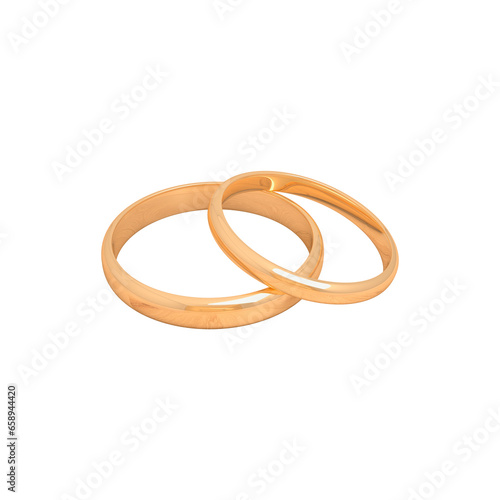 Male and female wedding rings, 3D rendering.