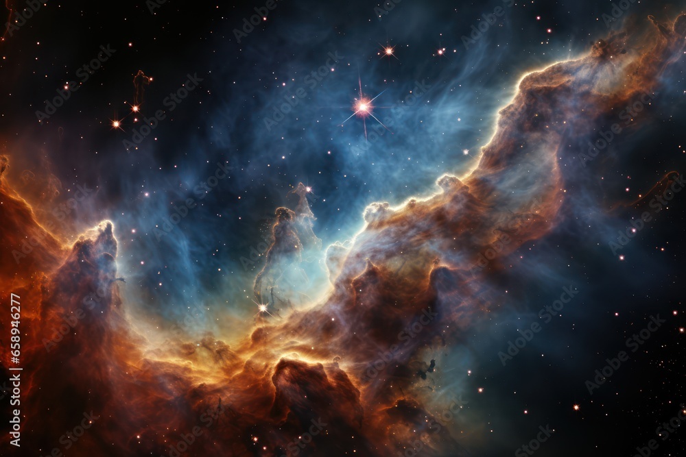 Fototapeta premium Endless Universe, Colorful nebular galaxy stars and clouds, generative ai