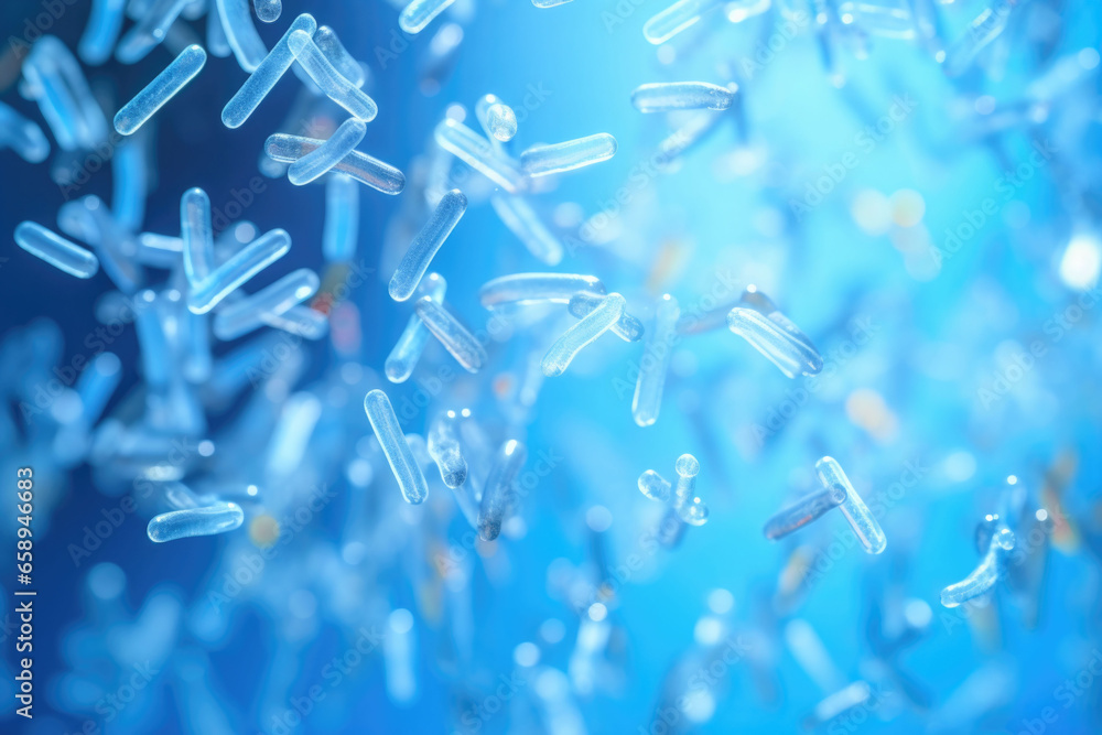 Probiotics. Science biological background. Microscopic bacterias. Generative AI Probiotics. Science biological background. Microscopic bacterias. Generative AI
