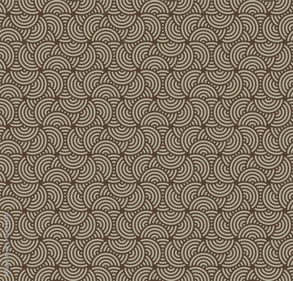 Arcs or ripples. Charming seamless pattern in Art Deco style. Foreground and background colors can be changed. Vector illustration