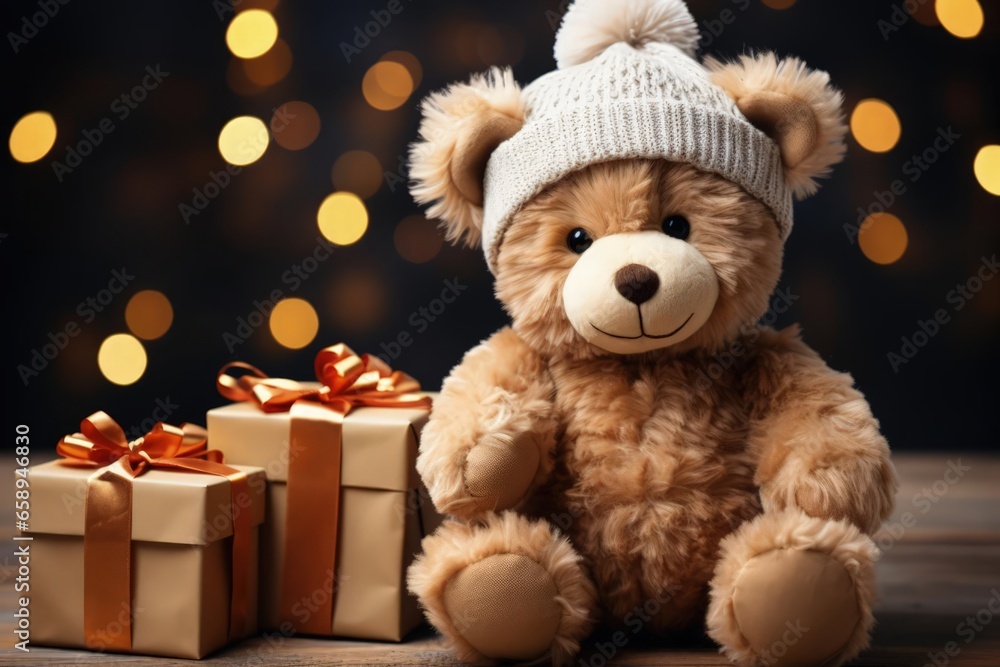 christmas decoration gift box teddy bear