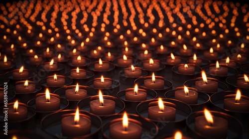 Unlit Candles: Rows of candles in the dark, signifying potential voices and movements waiting to be ignited
