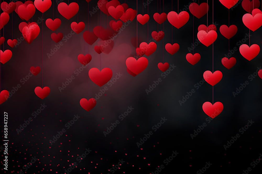 Valentines day background with red hearts. Vector illustration for your design. ia generated