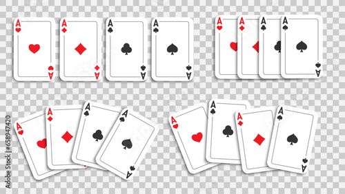 Set of ace card suit isolated, playing cards template