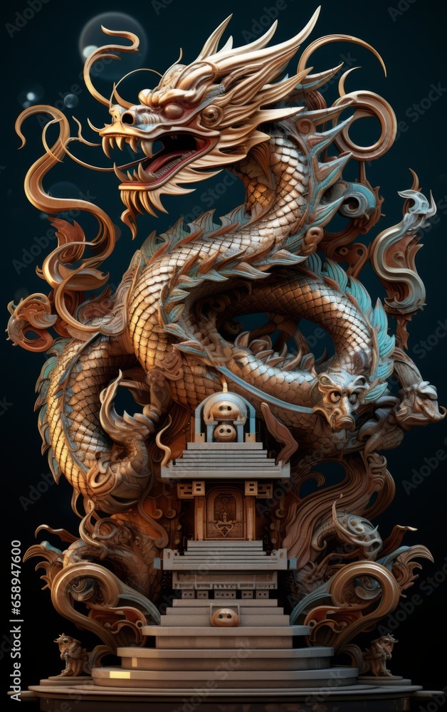 Fototapeta premium Chinese dragon table decoration