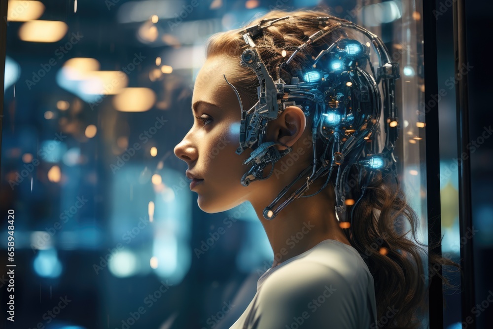 Dream of the machine, science fiction female artificial intelligence. Dream of the machine, science fiction female artificial intelligence.