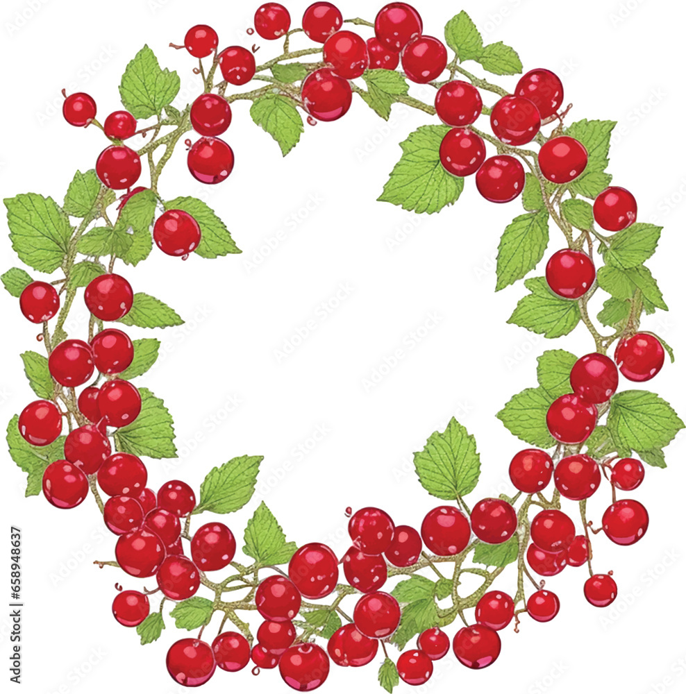 Redcurrant frame border isolated on white background Redcurrant frame border isolated on white background