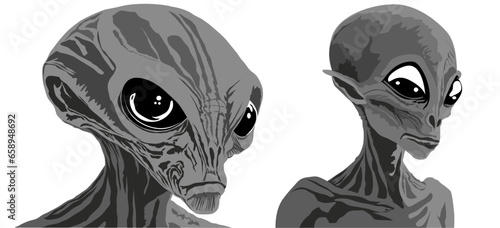 Classic SciFi Alien Vector Set Illustration 3