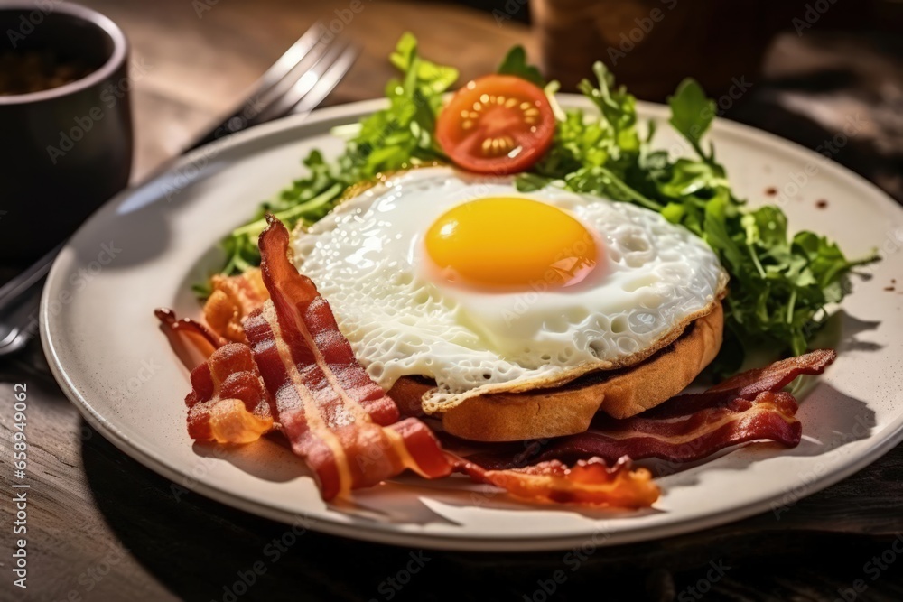 delicious traditional breakfast with eggs and bacon