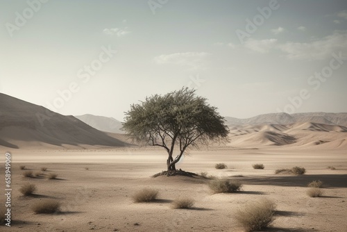 Resilient Solitude Lone Tree in Desert