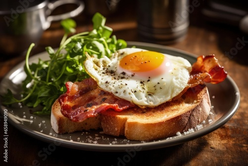 delicious traditional breakfast with eggs and bacon