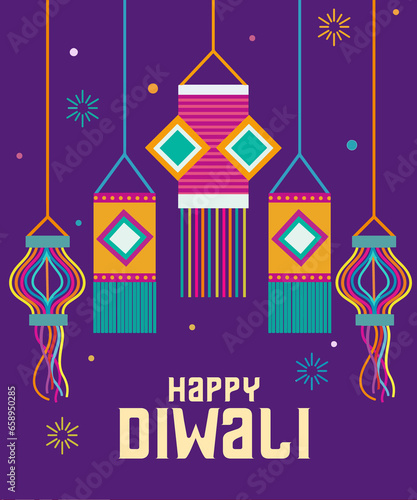 Wallpaper Mural Vector happy Diwali the Indian festival celebration flat design Torontodigital.ca
