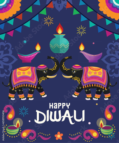 Illustration Diwali festival poster template