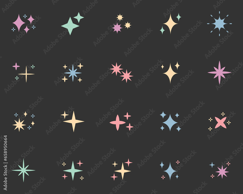 set of sparkle icon, glitter, shine, effect