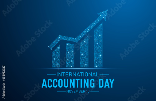 International accounting day, november 10. Low poly style design. Holiday concept for banner vector isolated on geometric background.