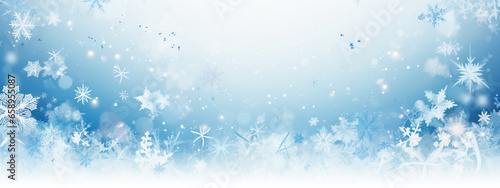 Beautiful Christmas banner with snowflakes, empty copy space for text or images © PostReality Media
