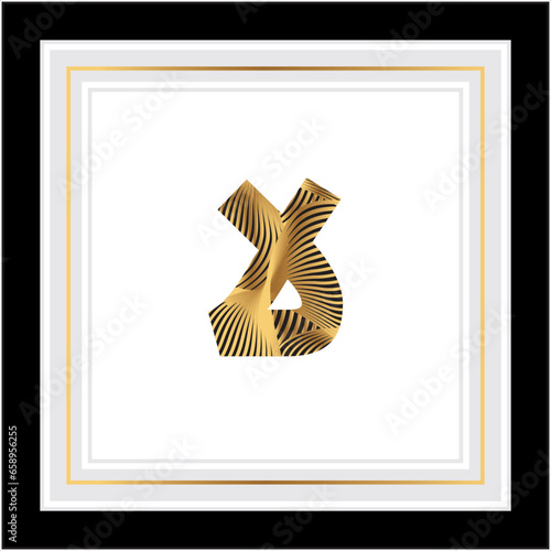 Arabic Alphabet bold kufi golden style 
Arabic typography on White alphabetical design 