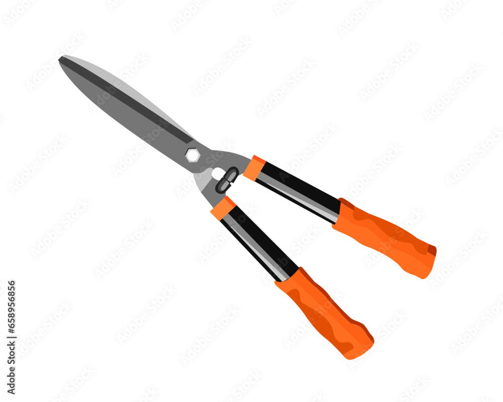 Obraz premium Vector Illustration of Pruning Shears, Garden Tools Flower Scissors isolated on white background. Gardening hand tools