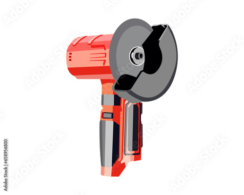 Vector Illustration cut off grinder tool, cutting disc, Die Grinder Wheels, Pneumatic Metal Sheet Cutting Tool, isolated on white background. Carpentry tools.