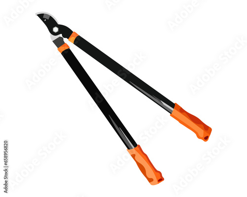 Vector Illustration of Pruning Shears, Garden Tools Flower Scissors isolated on white background. Gardening hand tools