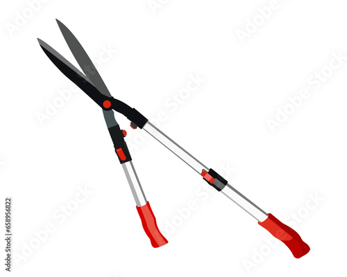 Vector Illustration of Pruning Shears, Garden Tools Flower Scissors isolated on white background. Gardening hand tools