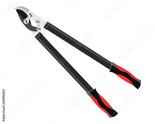 Vector Illustration of Pruning Shears, Garden Tools Flower Scissors isolated on white background. Gardening hand tools