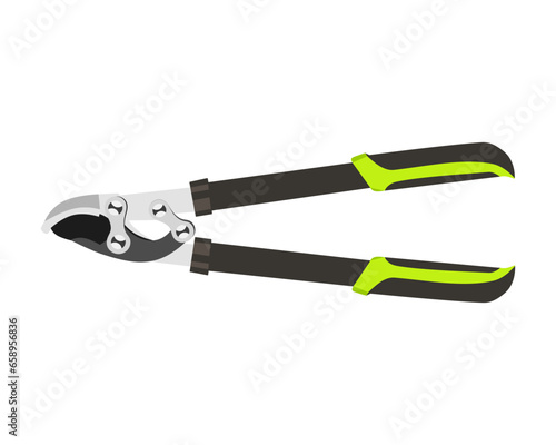 Vector Illustration of Pruning Shears, Garden Tools Flower Scissors isolated on white background. Gardening hand tools