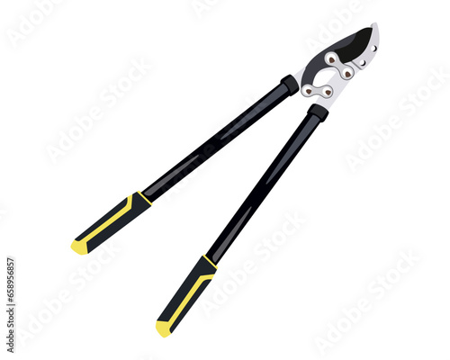 Vector Illustration of Pruning Shears, Garden Tools Flower Scissors isolated on white background. Gardening hand tools