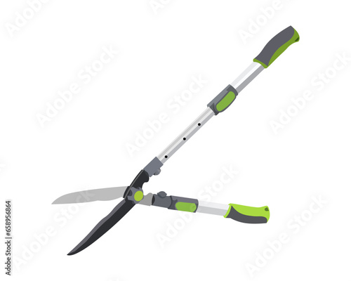 Vector Illustration of Pruning Shears, Garden Tools Flower Scissors isolated on white background. Gardening hand tools