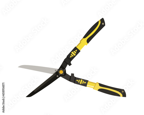Vector Illustration of Pruning Shears, Garden Tools Flower Scissors isolated on white background. Gardening hand tools