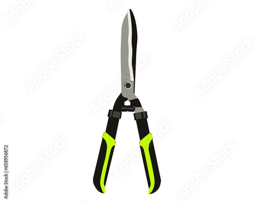 Vector Illustration of Pruning Shears, Garden Tools Flower Scissors isolated on white background. Gardening hand tools