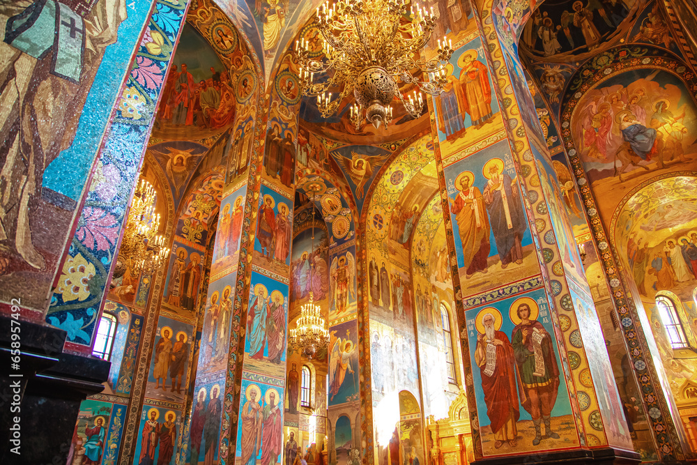 The Church of the Resurrection of Christ (Church of the Savior on Spilled Blood)  in St. Petersburg. Interior, details.