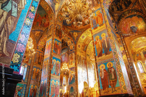 The Church of the Resurrection of Christ (Church of the Savior on Spilled Blood) in St. Petersburg. Interior, details.