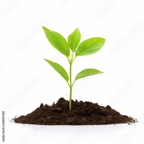 Wallpaper Mural Young green plant in soil isolated on white background Torontodigital.ca