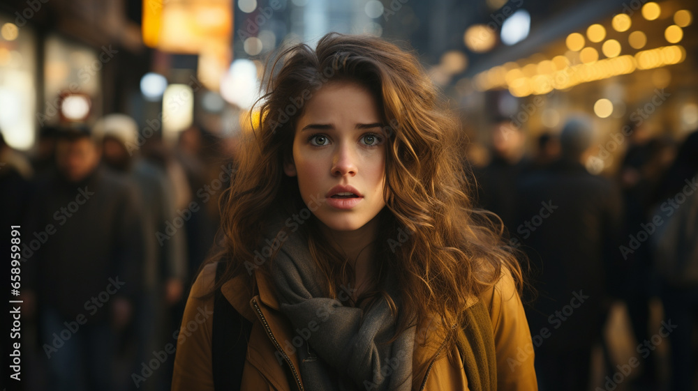 portrait of a beautiful girl on the street portrait of a beautiful girl on the street
