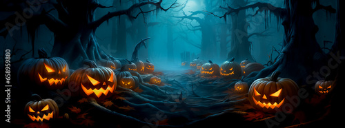 Wallpaper Mural Pumpkins In Graveyard In The Spooky Night - Halloween Backdrop Torontodigital.ca